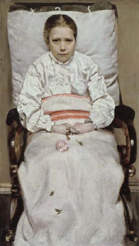 Christian Krohg sick girl Norge oil painting art